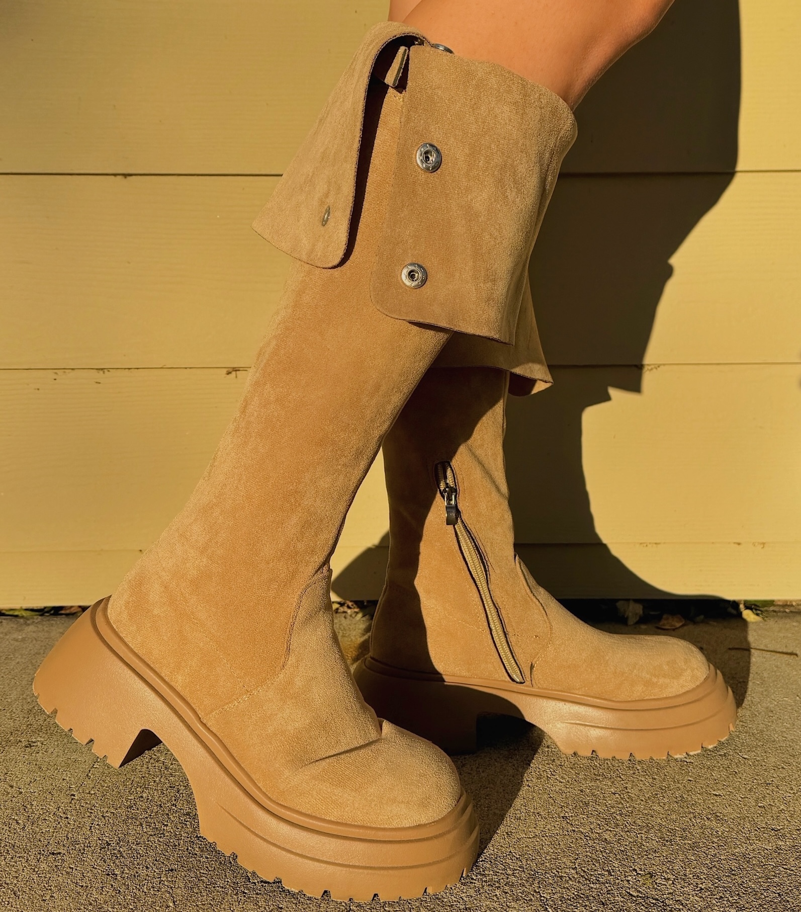 2穿辣靴🤎卡其麂皮感過膝靴