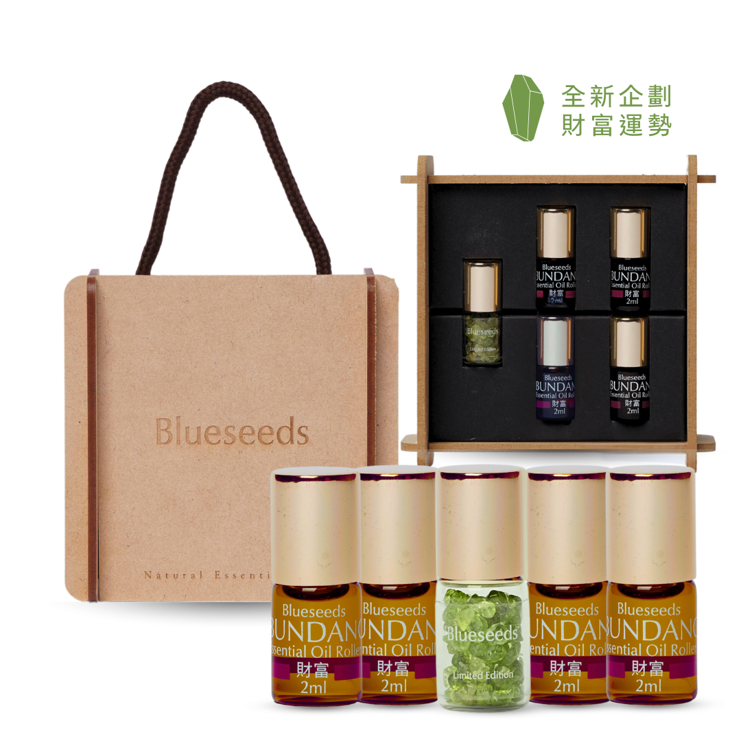 【新品上市】提升事業運能量禮盒｜財富滾珠精油 x4+迎財神小晶瓶 x1｜佈置辦公室人氣財位 禮物首選