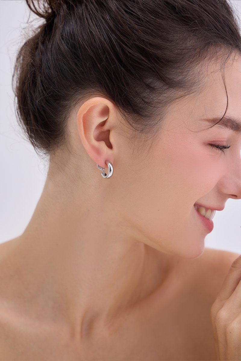 C形小圈。夾式耳環(銀)