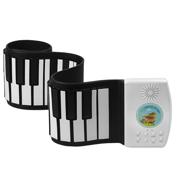 熱推49鍵手卷鋼琴(顏色：彩虹鍵+內置電池)