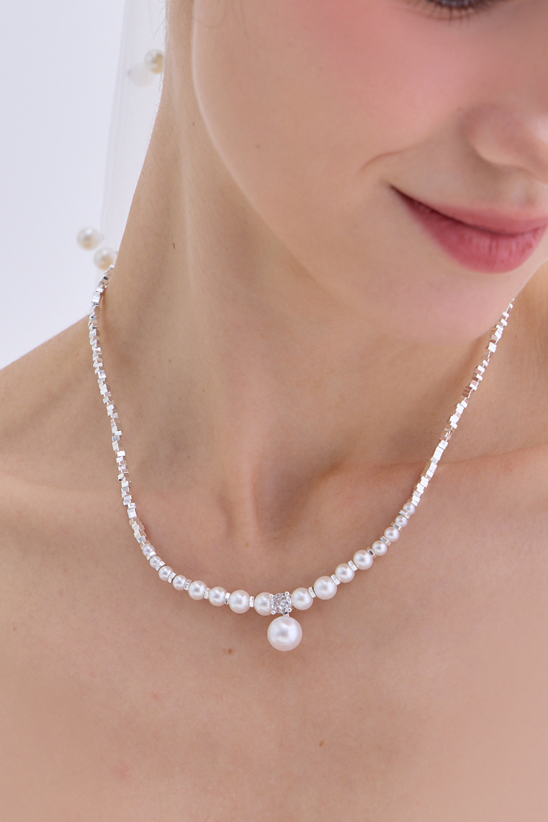 復古簡約珍珠鑽石項鍊
