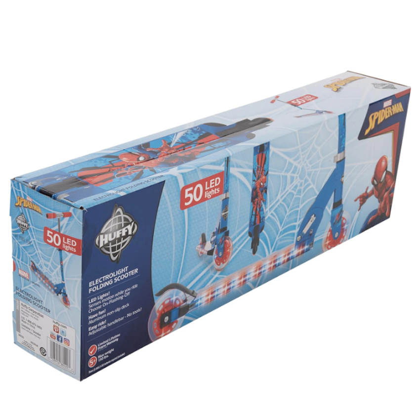 美國 Huffy SpiderMan 可摺合閃燈滑板車