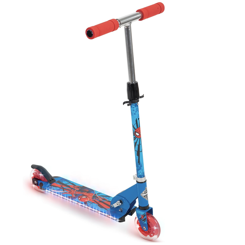 美國 Huffy SpiderMan 可摺合閃燈滑板車