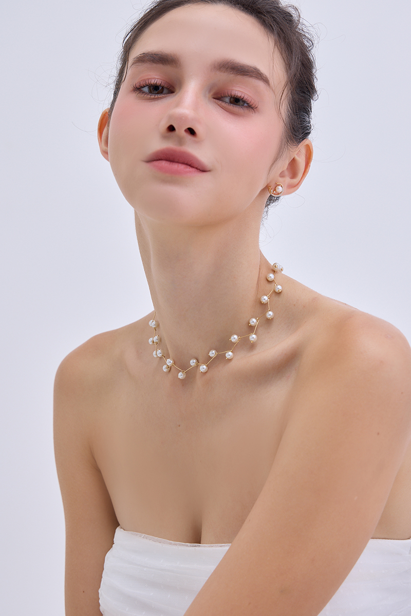 交錯珍珠鎖骨鍊