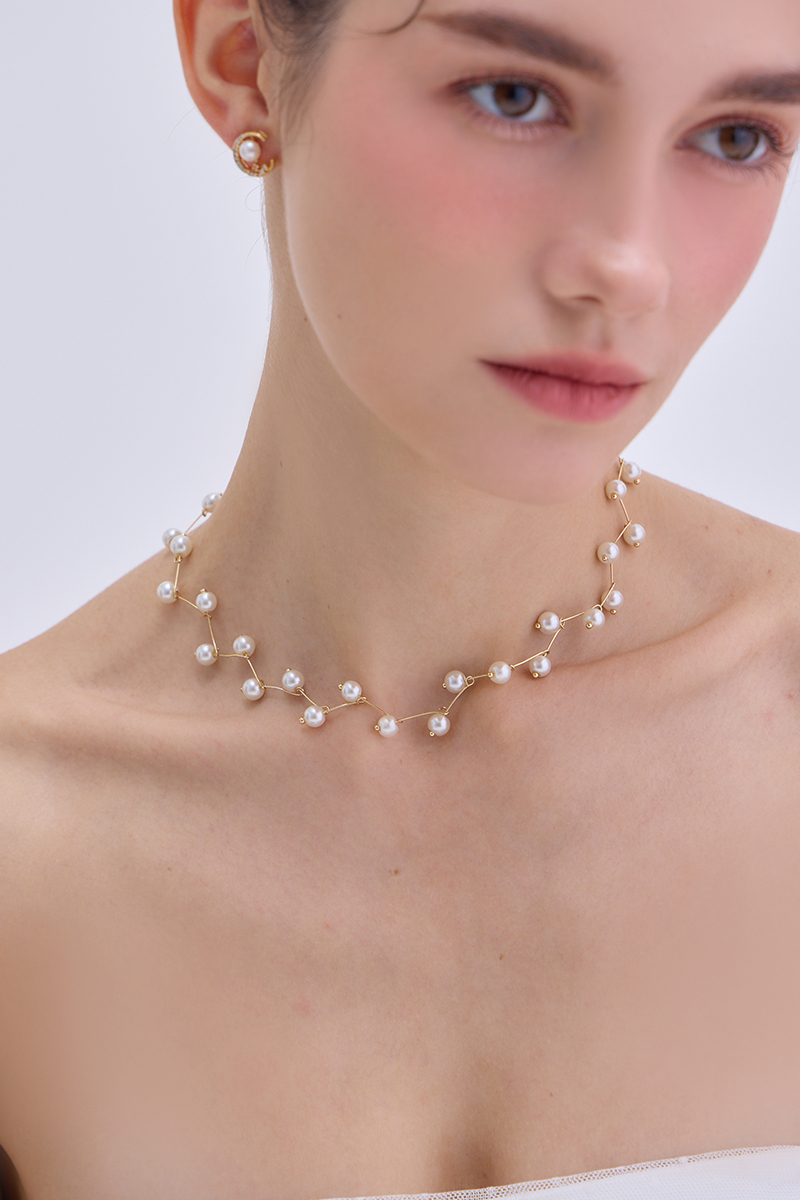 交錯珍珠鎖骨鍊
