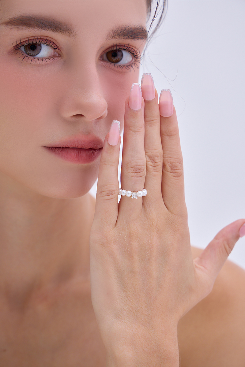 珍珠點鑽造型戒指