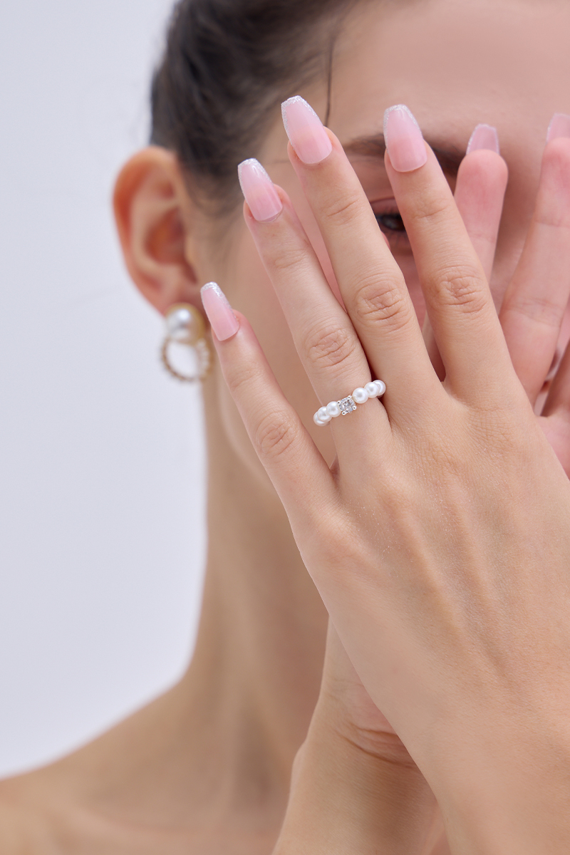 珍珠點鑽造型戒指