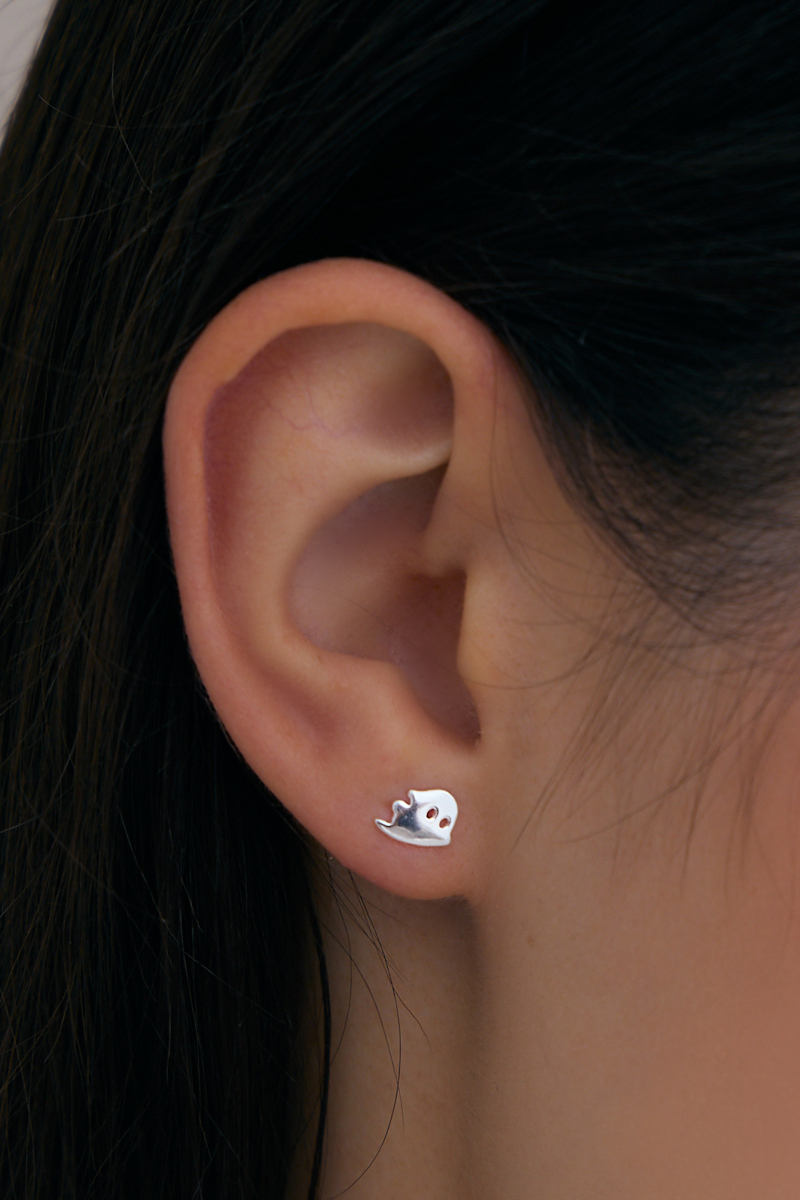 【925純銀】萬聖節呆萌小鬼。銀針耳環