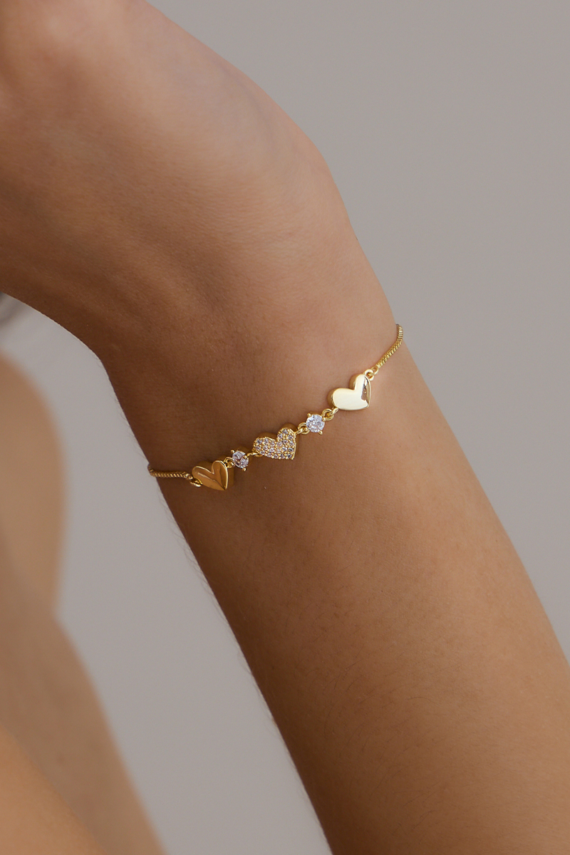 心連心鋯石手鍊(金)