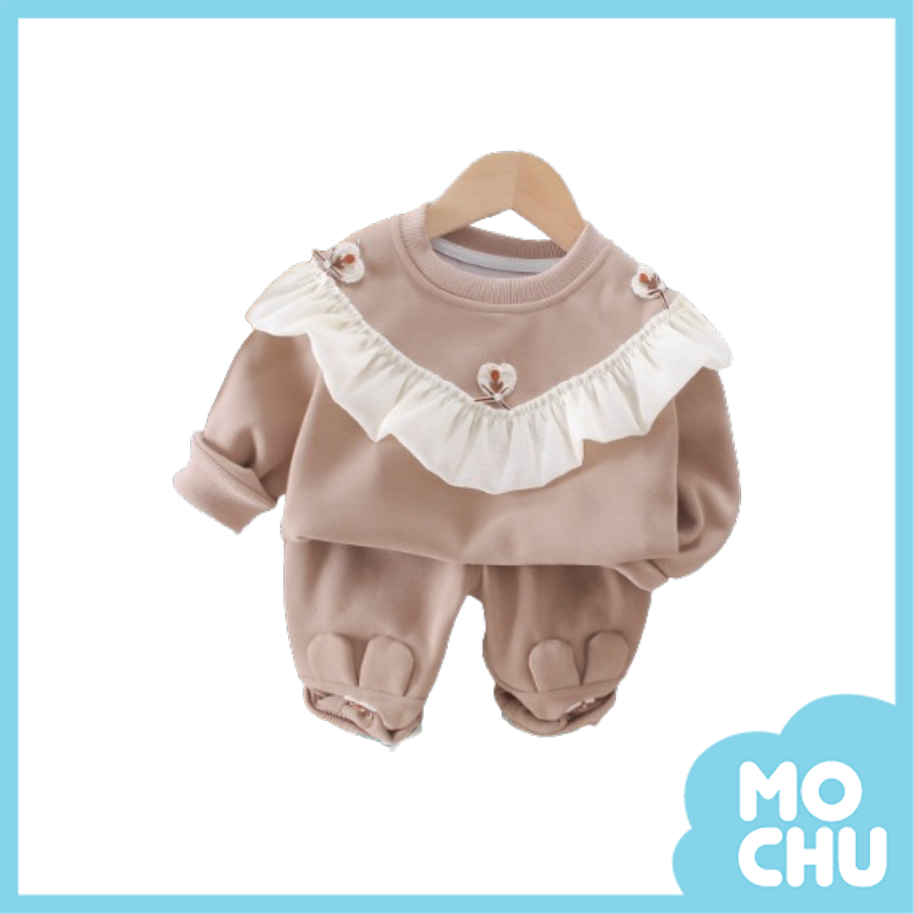 大波浪裝飾兩件休閒套裝(二色)