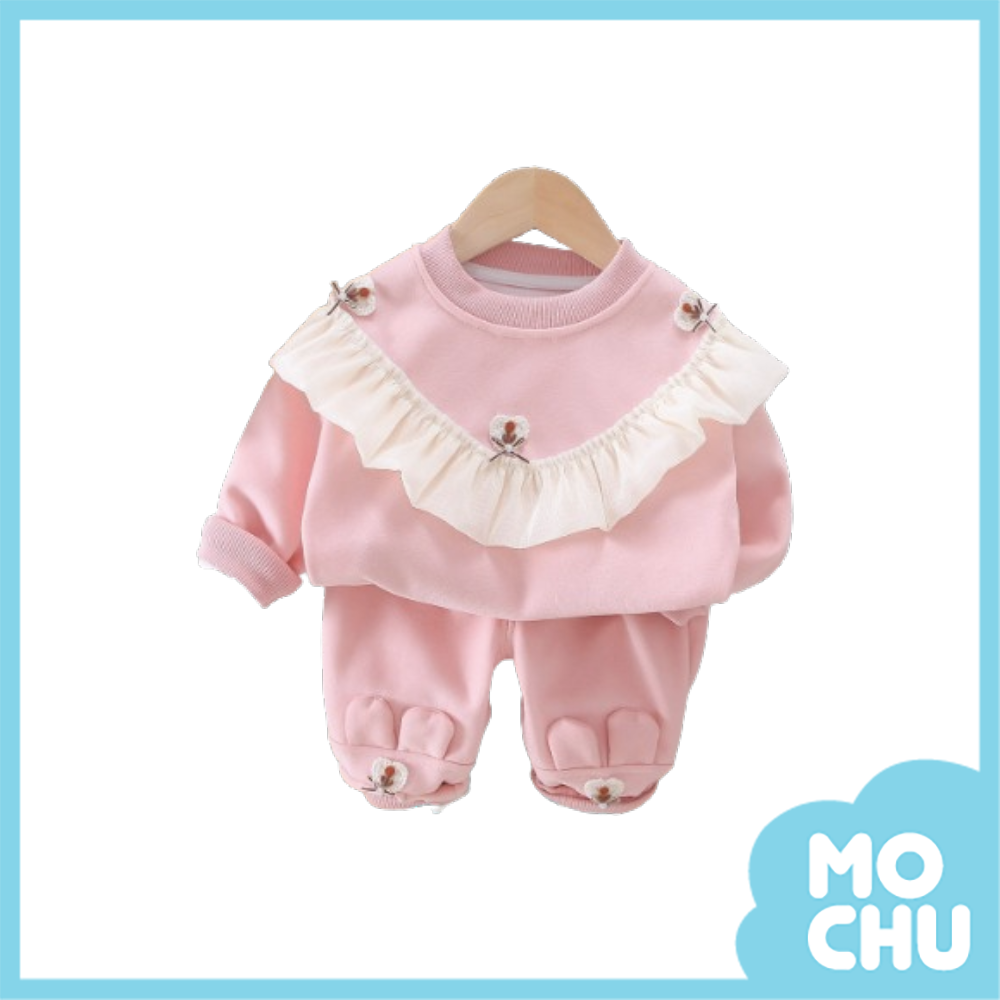 大波浪裝飾兩件休閒套裝(二色)