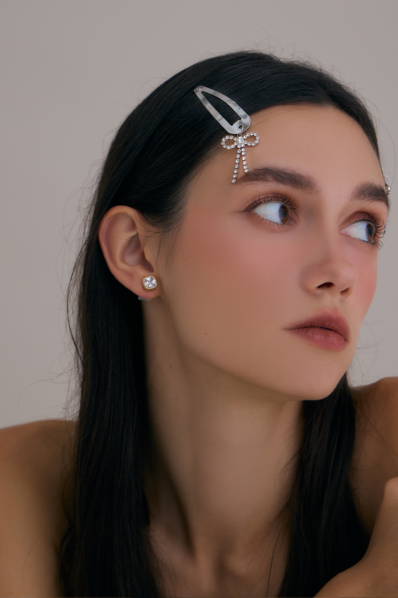 蝴蝶結水鑽髮夾組