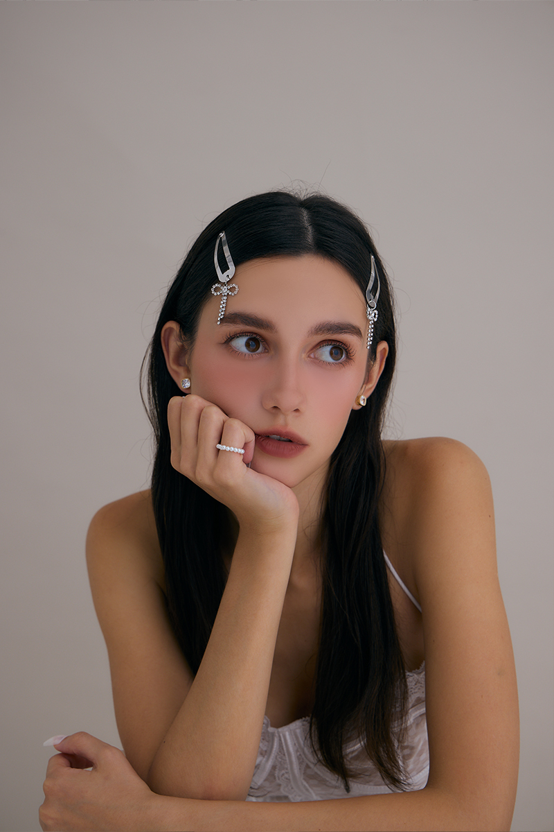 蝴蝶結水鑽髮夾組