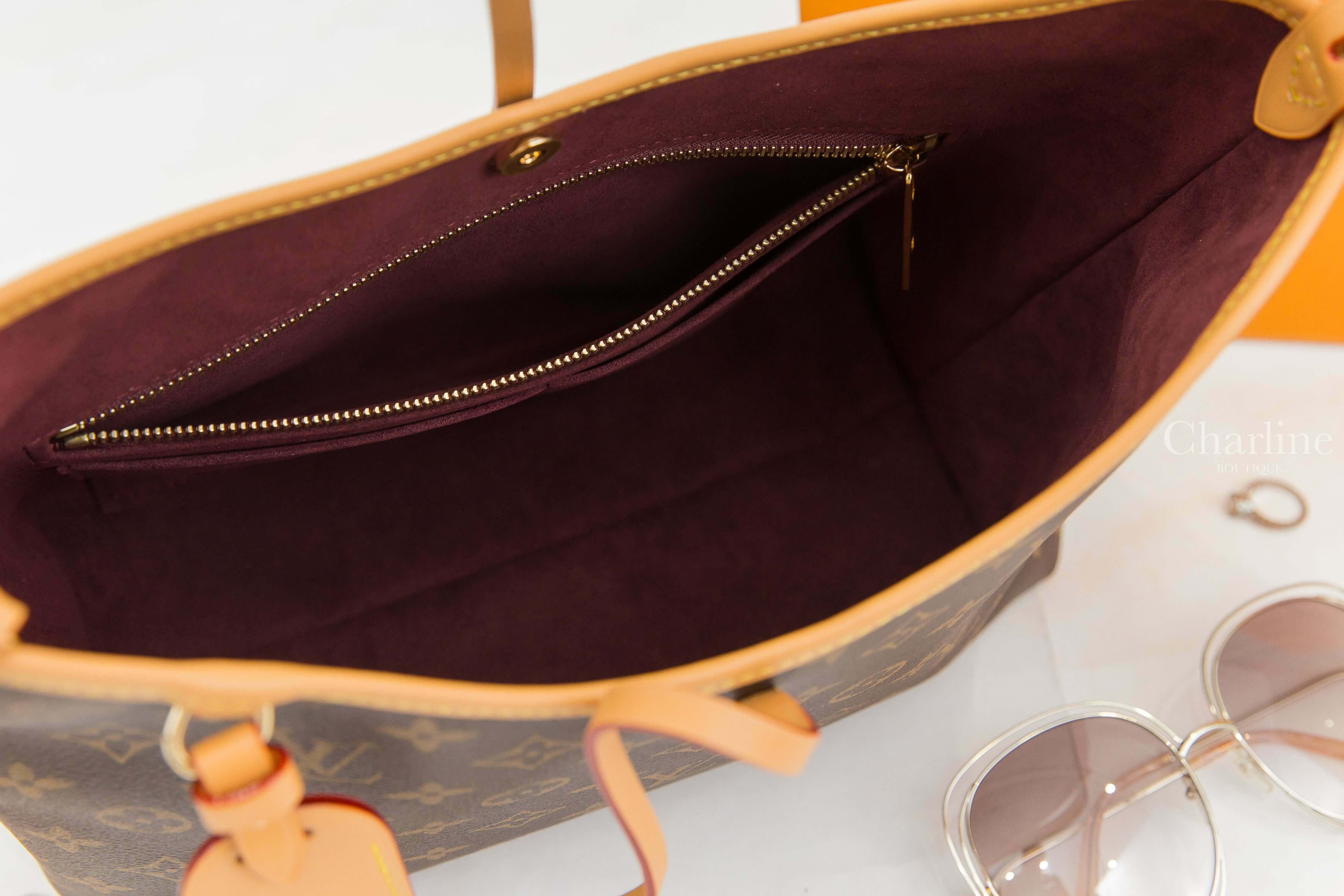 Louis Vuitton CarryAll PM Bag 咖啡色老花牛皮飾邊蝴蝶結吊牌小型手提肩背包-Charline Boutique 精品代購