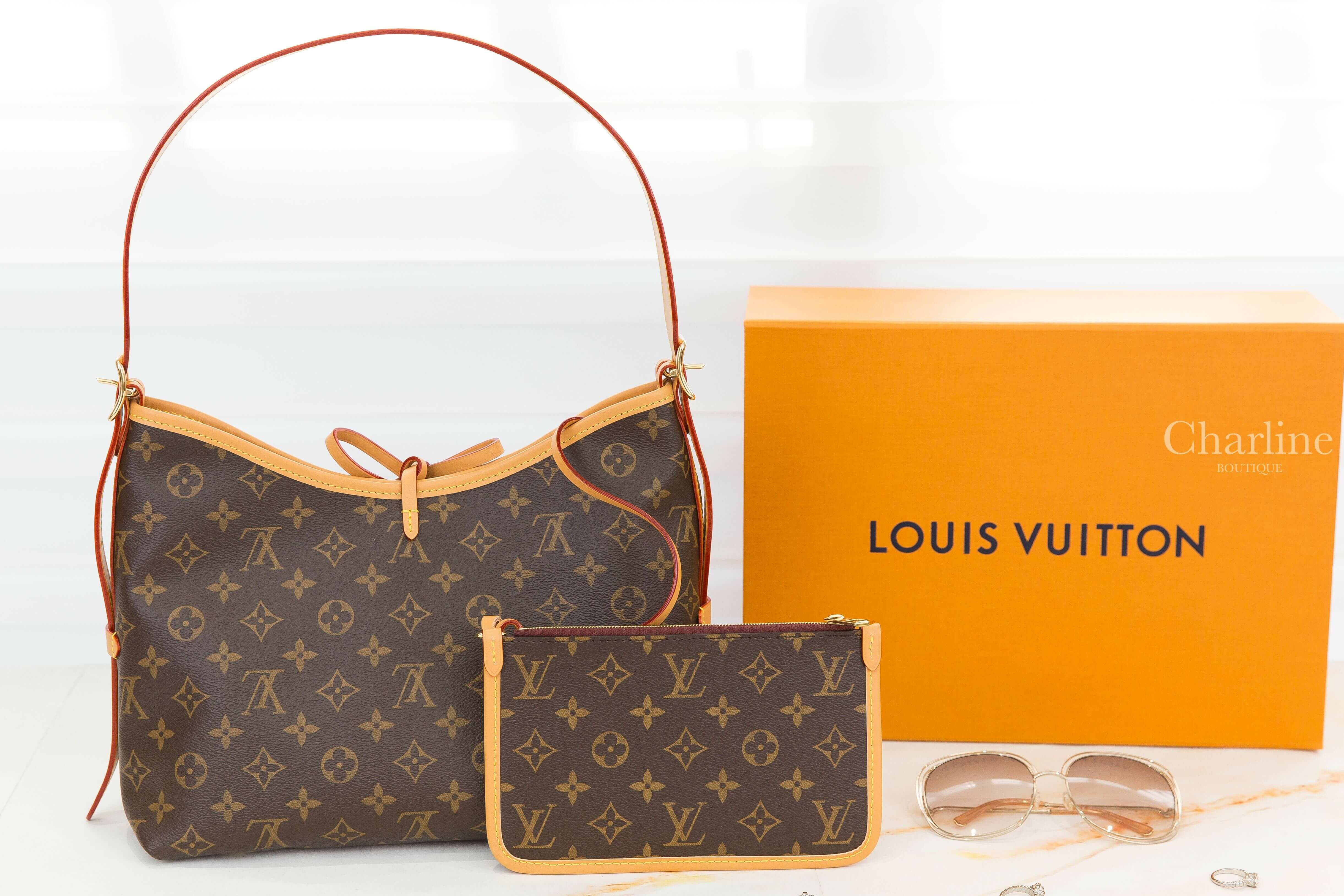 Louis Vuitton CarryAll PM Bag 咖啡色老花牛皮飾邊蝴蝶結吊牌小型手提肩背包-Charline Boutique 精品代購