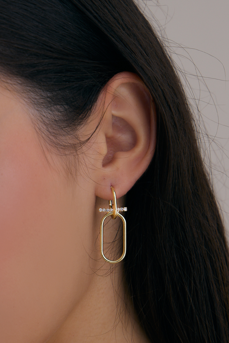 線形光影。針式耳環(金)