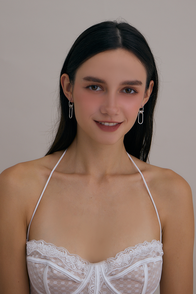 線形光影。針式耳環(銀)