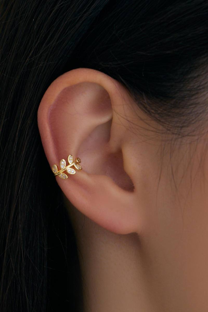 楓葉鋯石耳骨夾(單支)