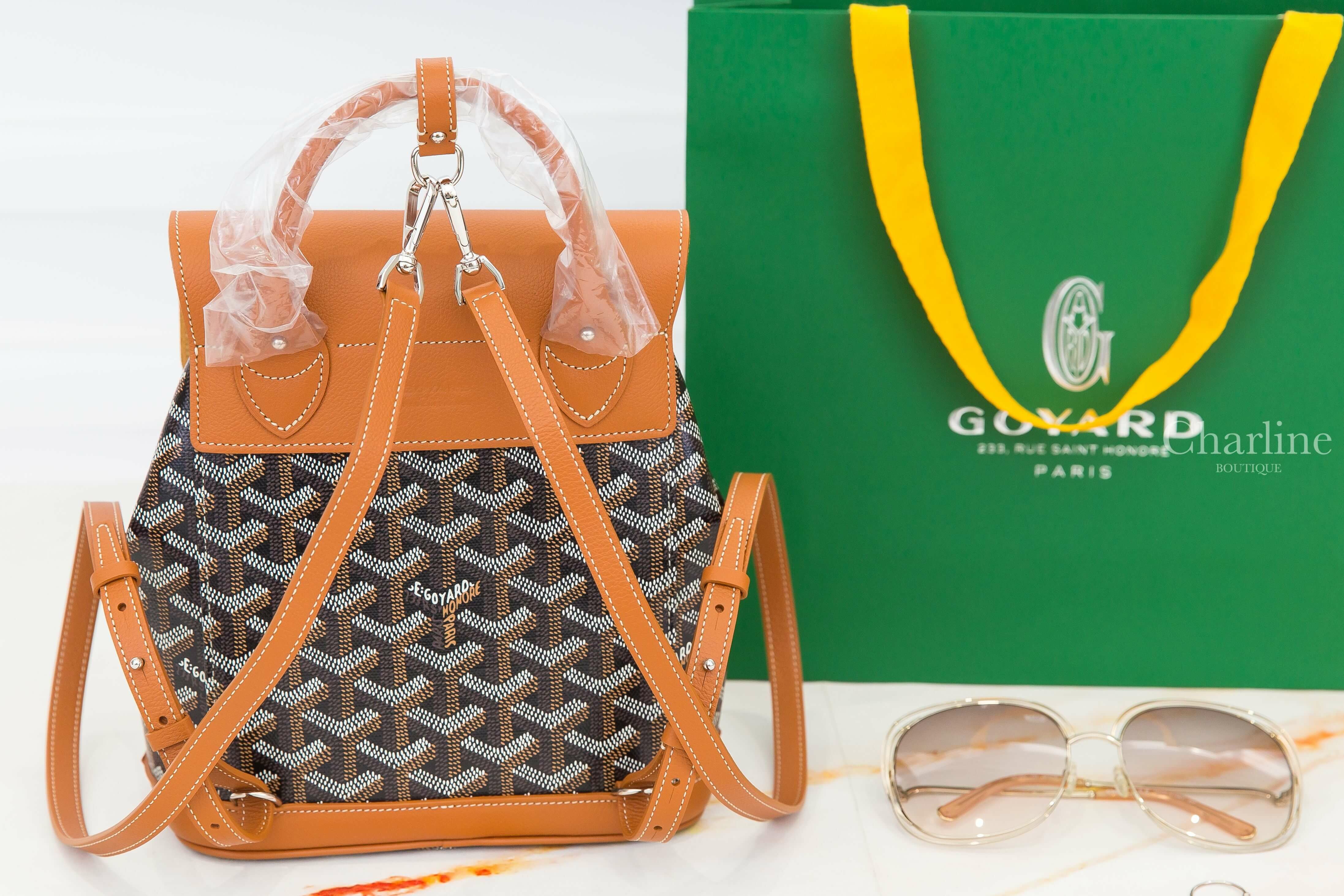 Goyard Alpin Mini Backpack 黑色拼咖啡色帆布咖啡色小牛皮迷你手提後背包-Charline Boutique 精品代購