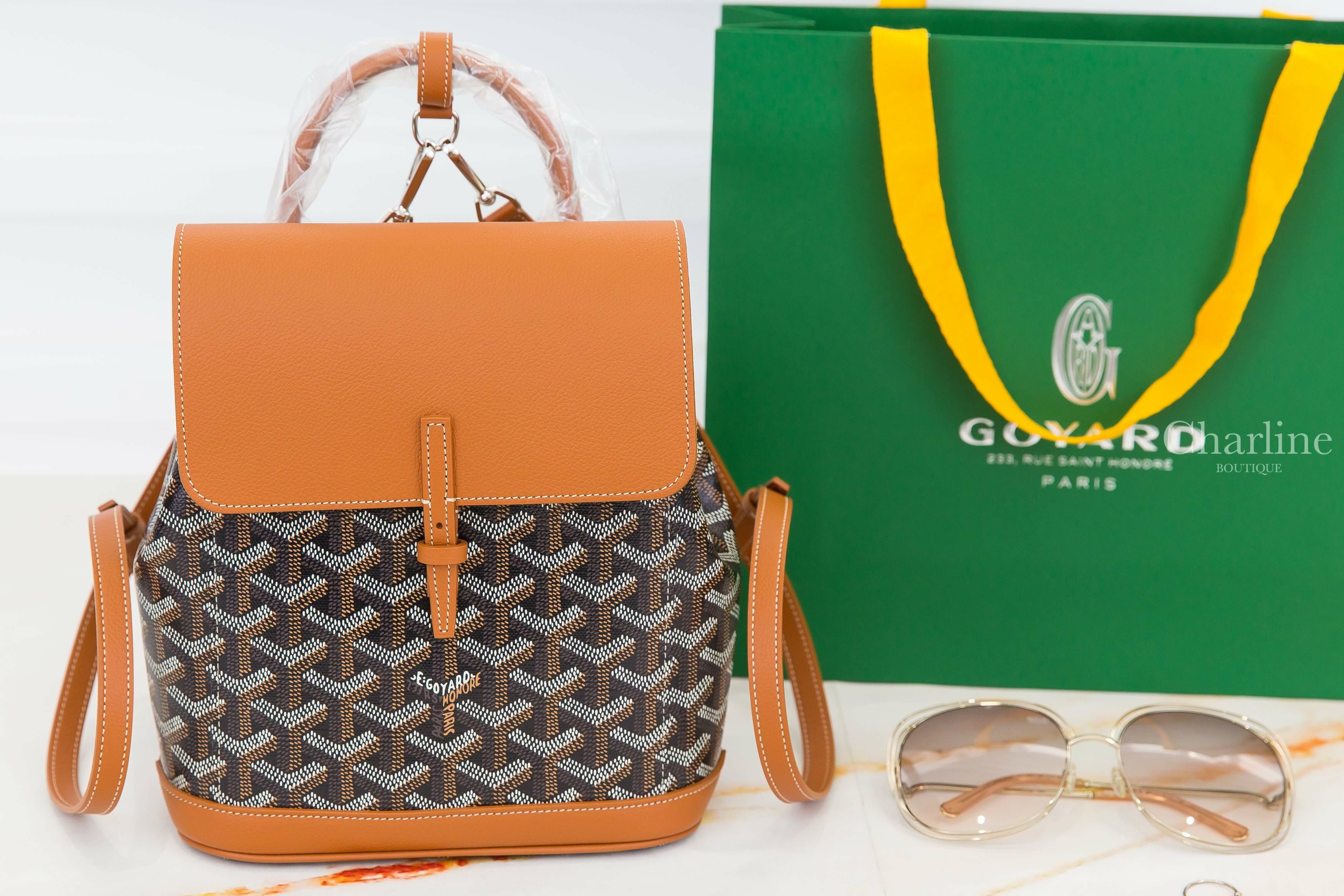 Goyard Alpin Mini Backpack 黑色拼咖啡色帆布咖啡色小牛皮迷你手提後背包-Charline Boutique 精品代購