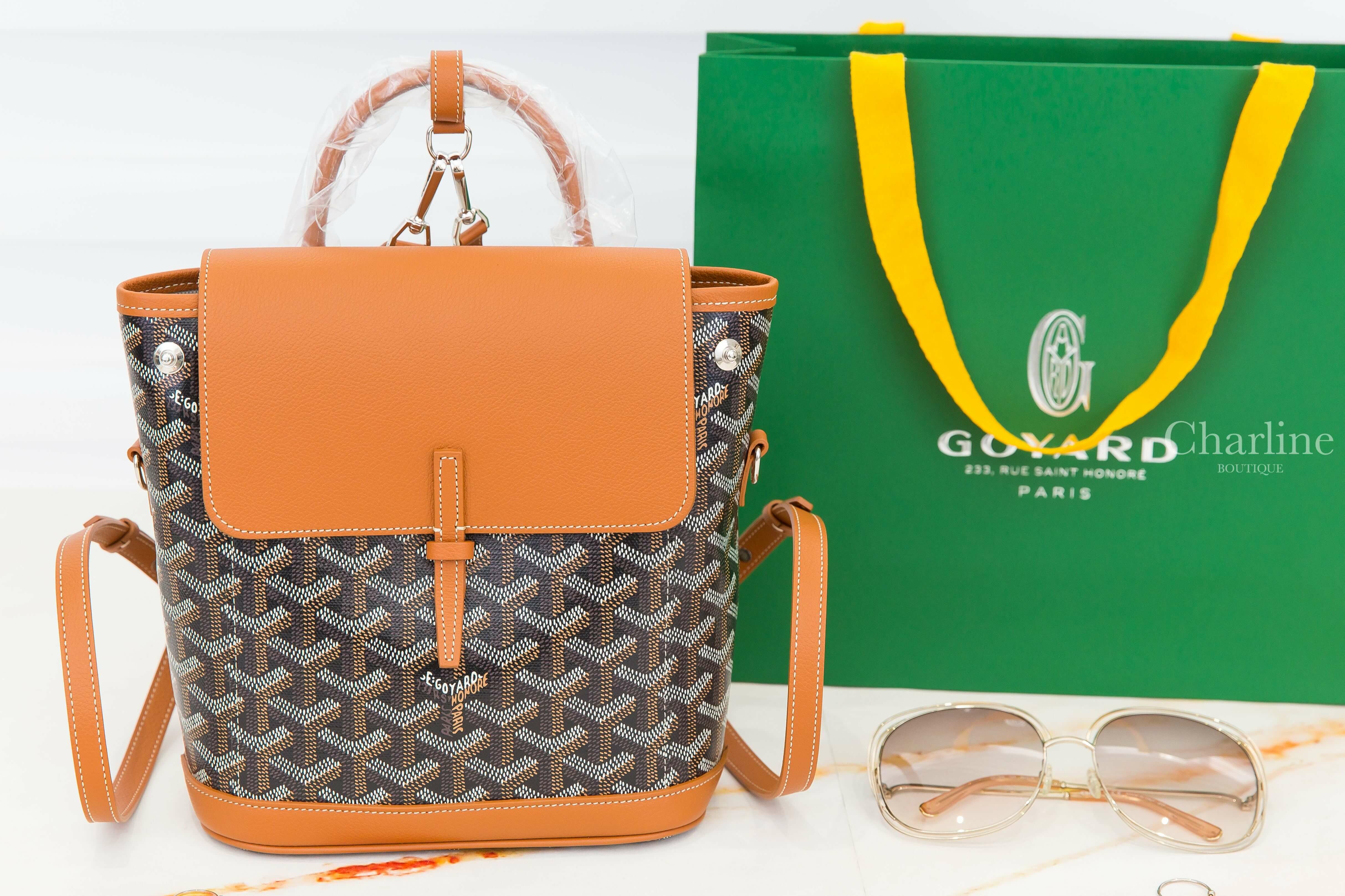 Goyard Alpin Mini Backpack 黑色拼咖啡色帆布咖啡色小牛皮迷你手提後背包-Charline Boutique 精品代購