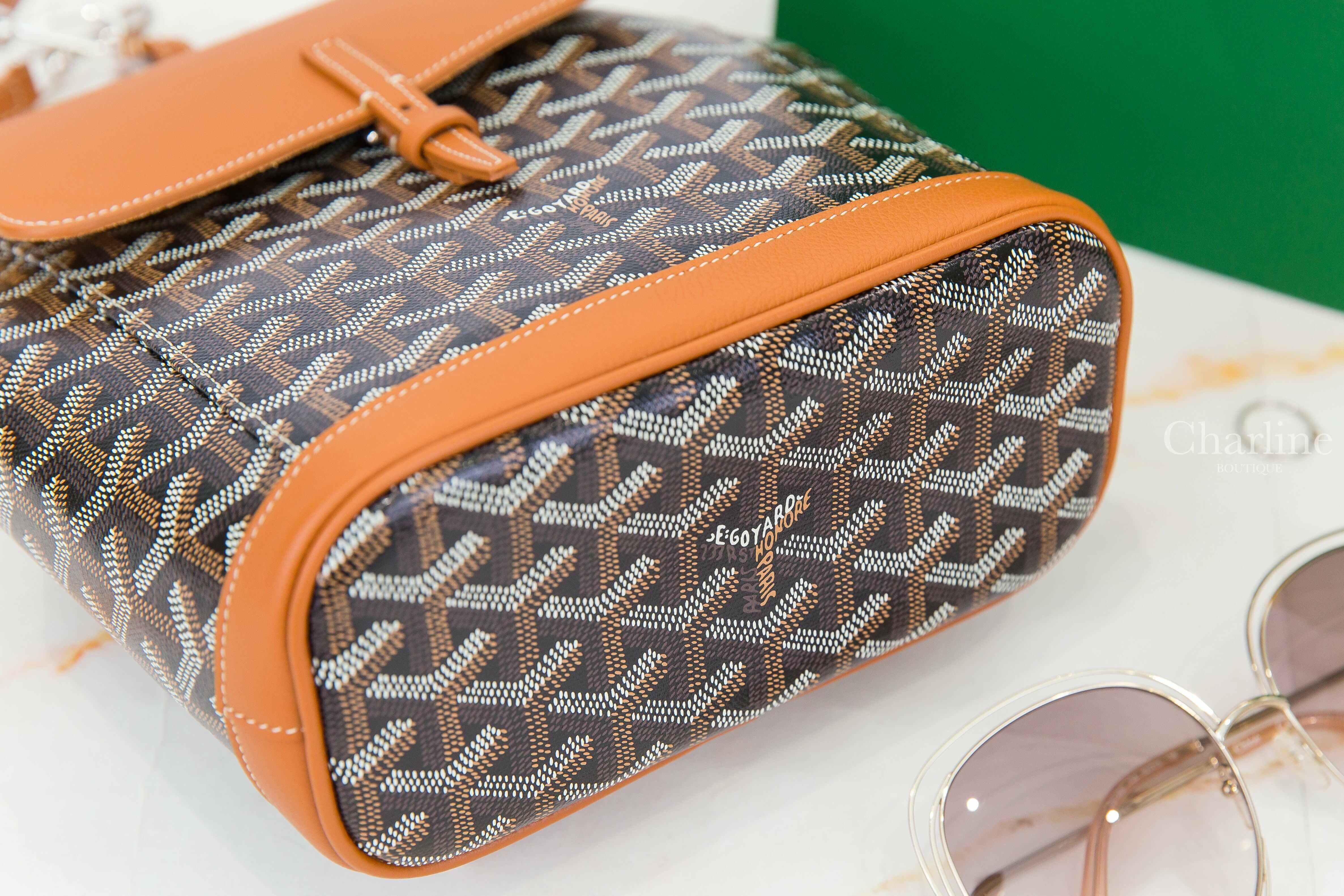 Goyard Alpin Mini Backpack 黑色拼咖啡色帆布咖啡色小牛皮迷你手提後背包-Charline Boutique 精品代購