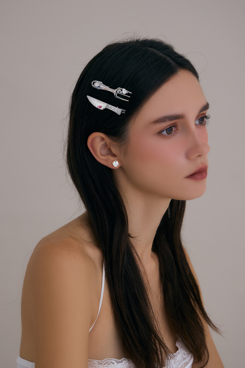 萬聖節限定金屬童趣刀叉髮夾組