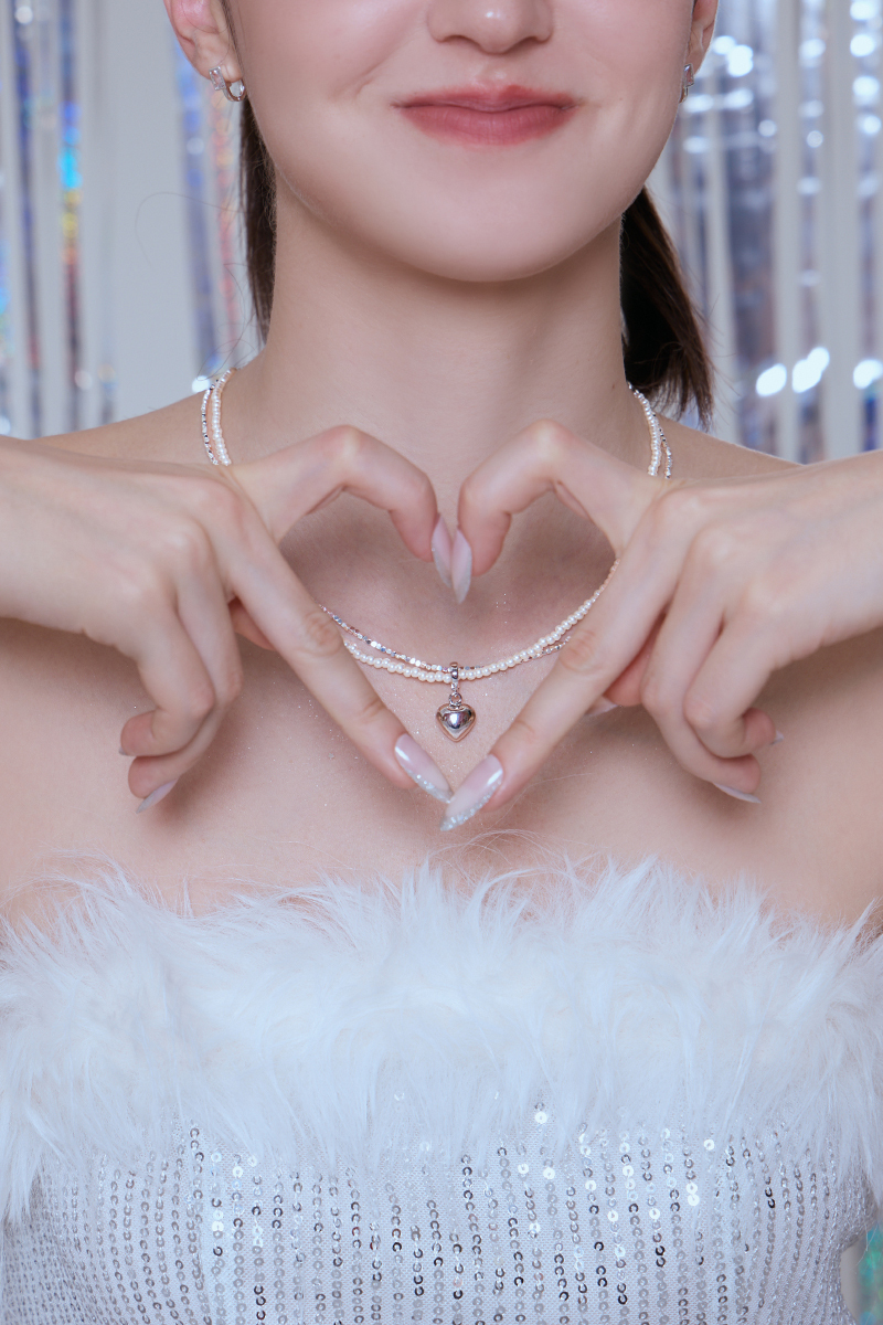 雙層愛心吊墜項鍊