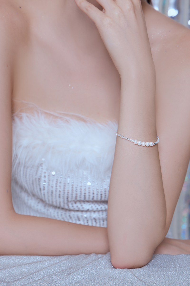 珍珠流光碎銀手鍊
