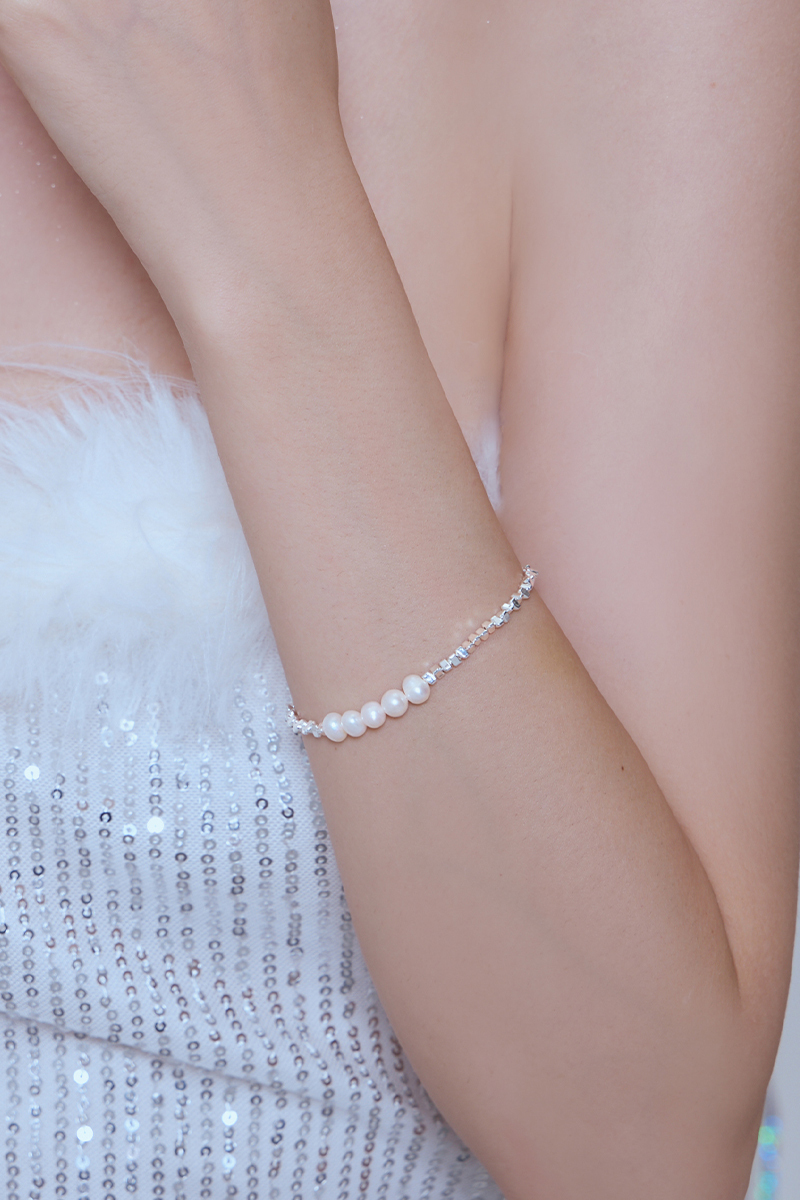 珍珠流光碎銀手鍊