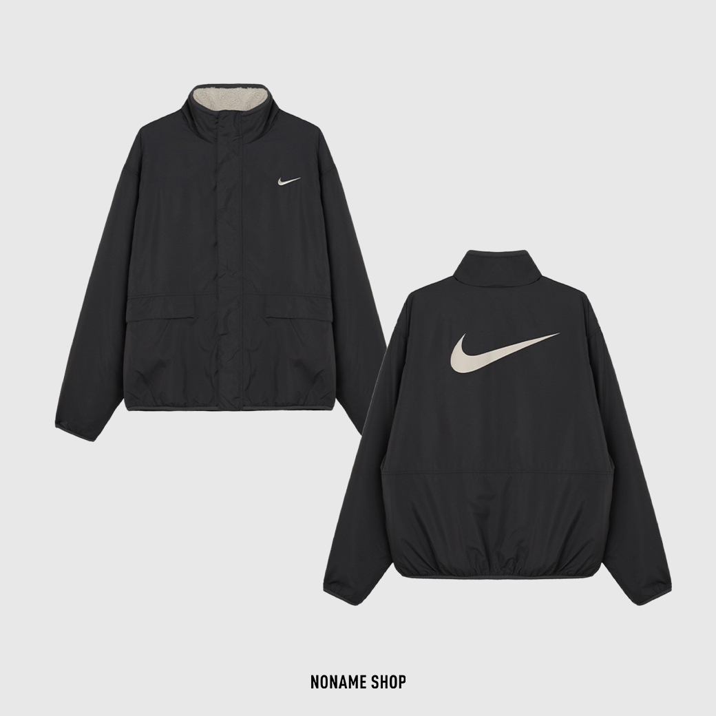 NIKE SPORTSWEAR 立領 羊羔毛 毛毛 保暖 雙面 外套 碳黑 (男款)