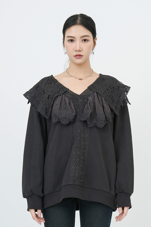 大蕾絲水手領衛衣 (現貨款式）