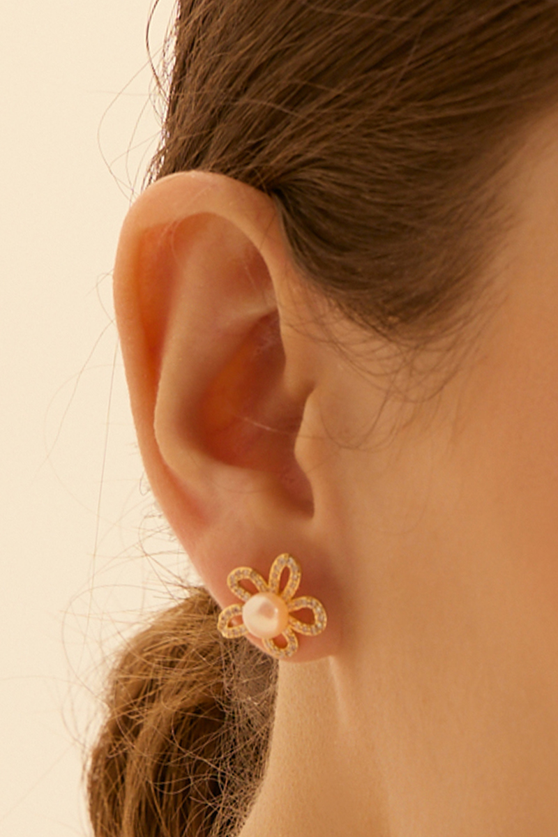 璀璨花蕾。夾式耳環