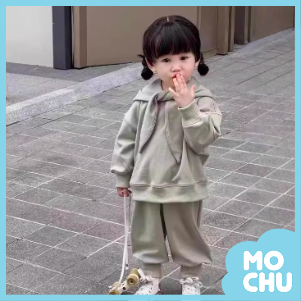 尖尖帽假圍巾加绒套裝(二色)