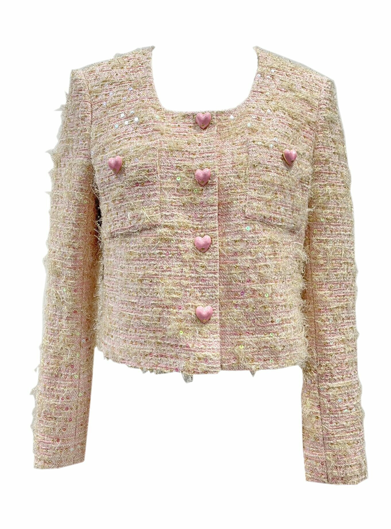 BD15061D1 蜜桃心語心形釦毛呢短版外套