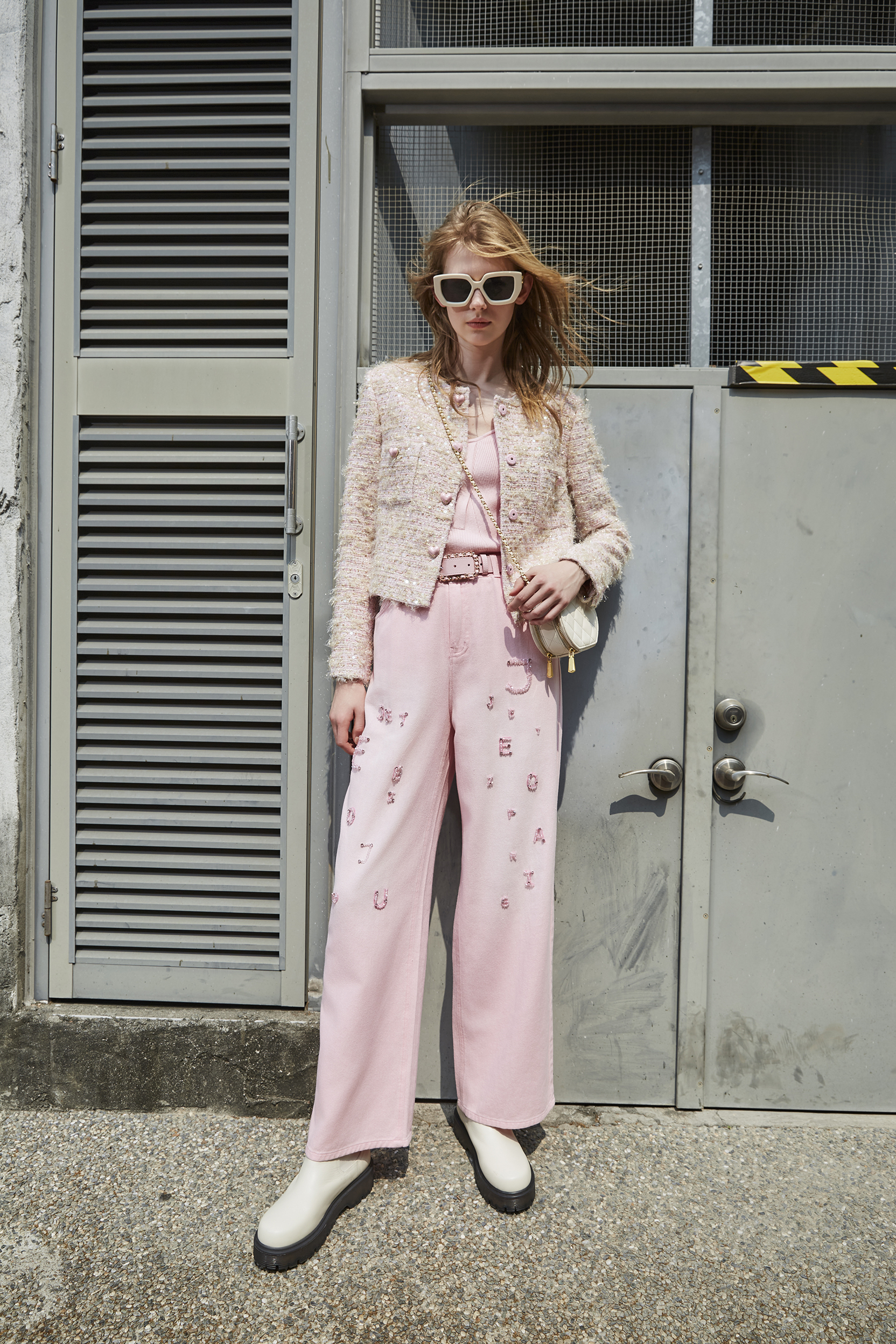 BD15061D1 蜜桃心語心形釦毛呢短版外套