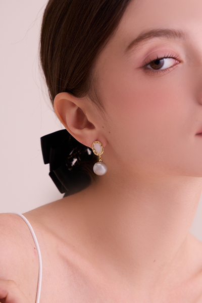 法式氣質垂墜珍珠(灰)