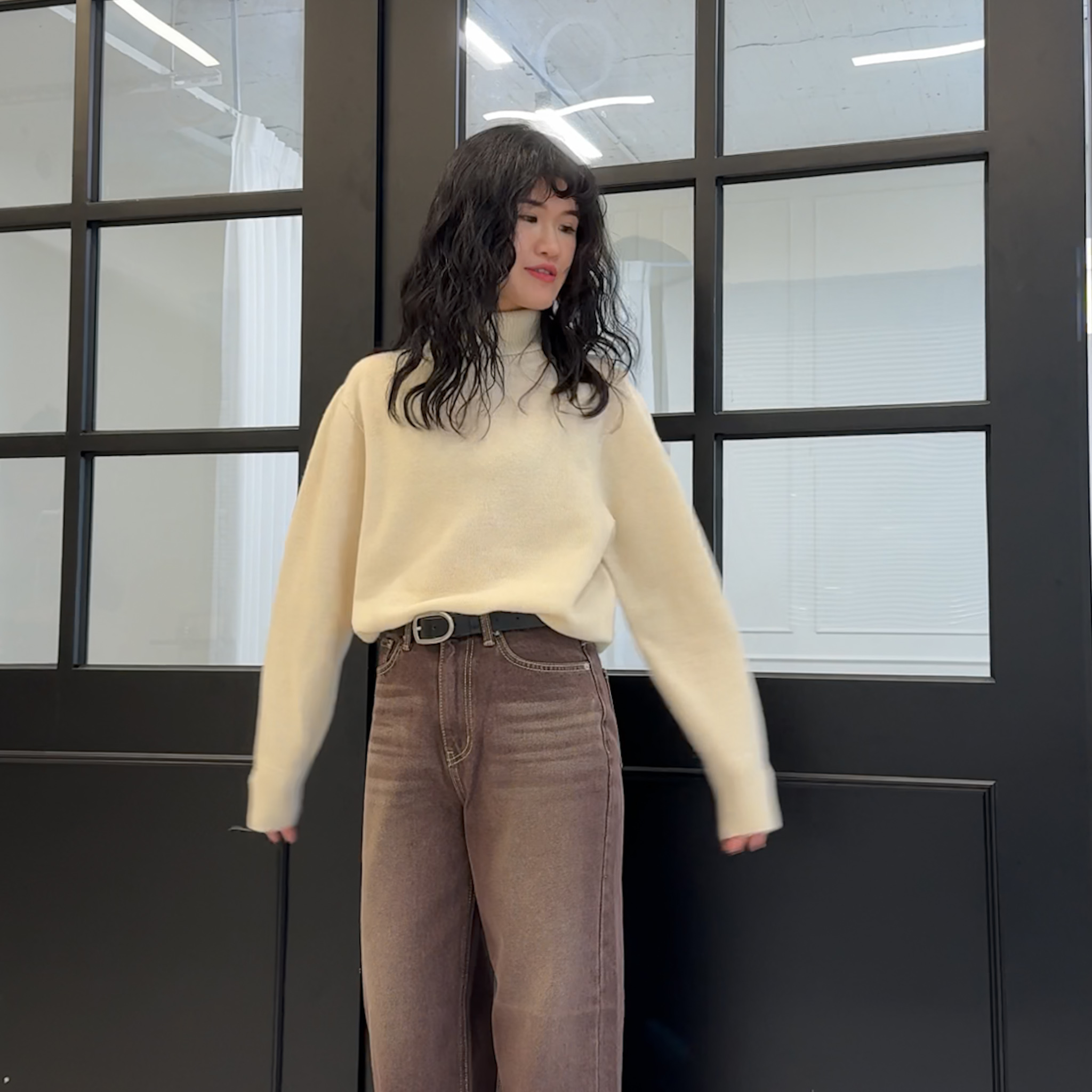 D25高級羊毛高領針織衣(奶油/架上陳列)