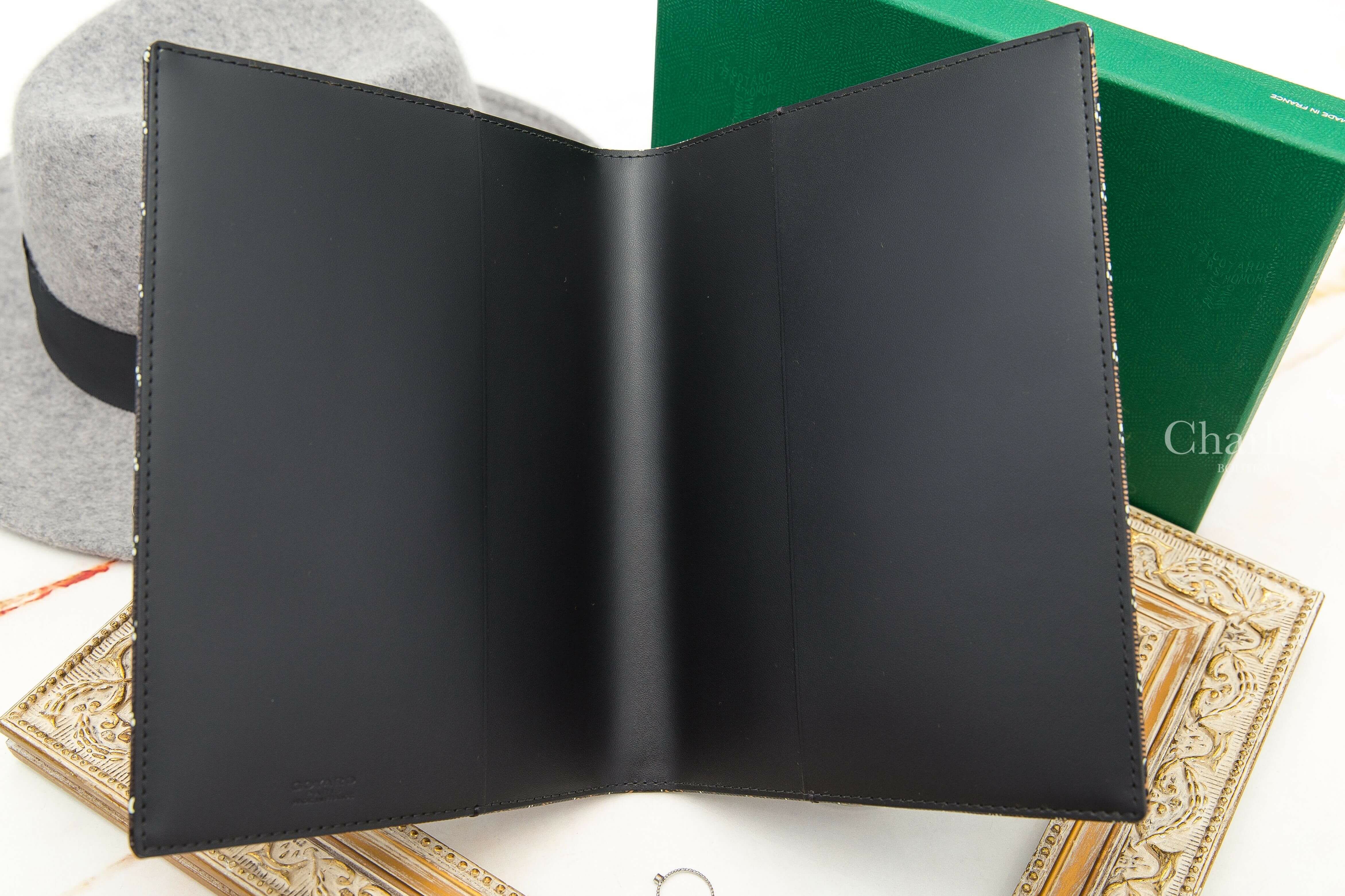 Goyard Castiglione Document Cover 黑色帆布小牛皮黃色夾層內裡A5筆記本封面夾-Charline Boutique 精品代購
