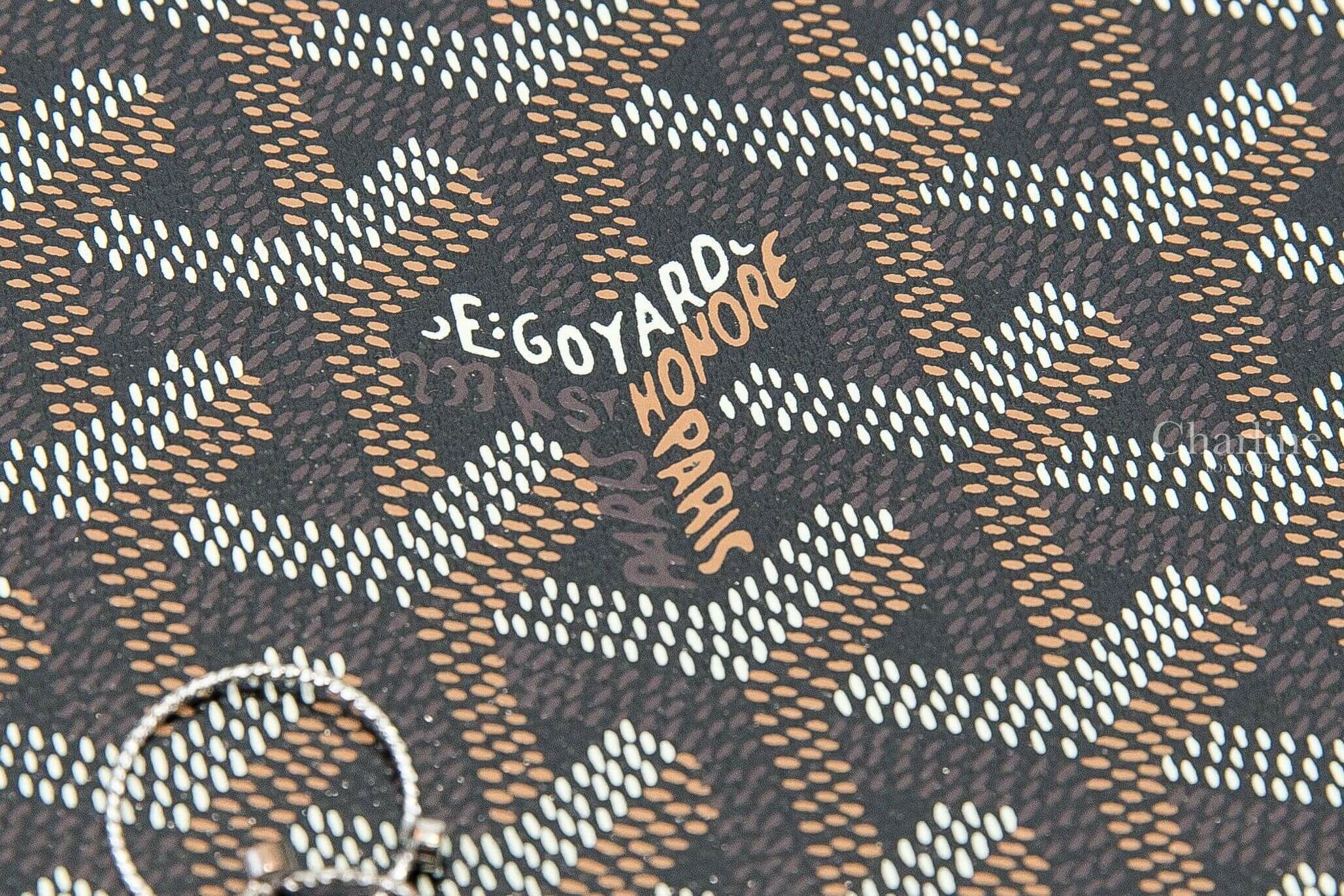 Goyard Castiglione Document Cover 黑色帆布小牛皮黃色夾層內裡A5筆記本封面夾