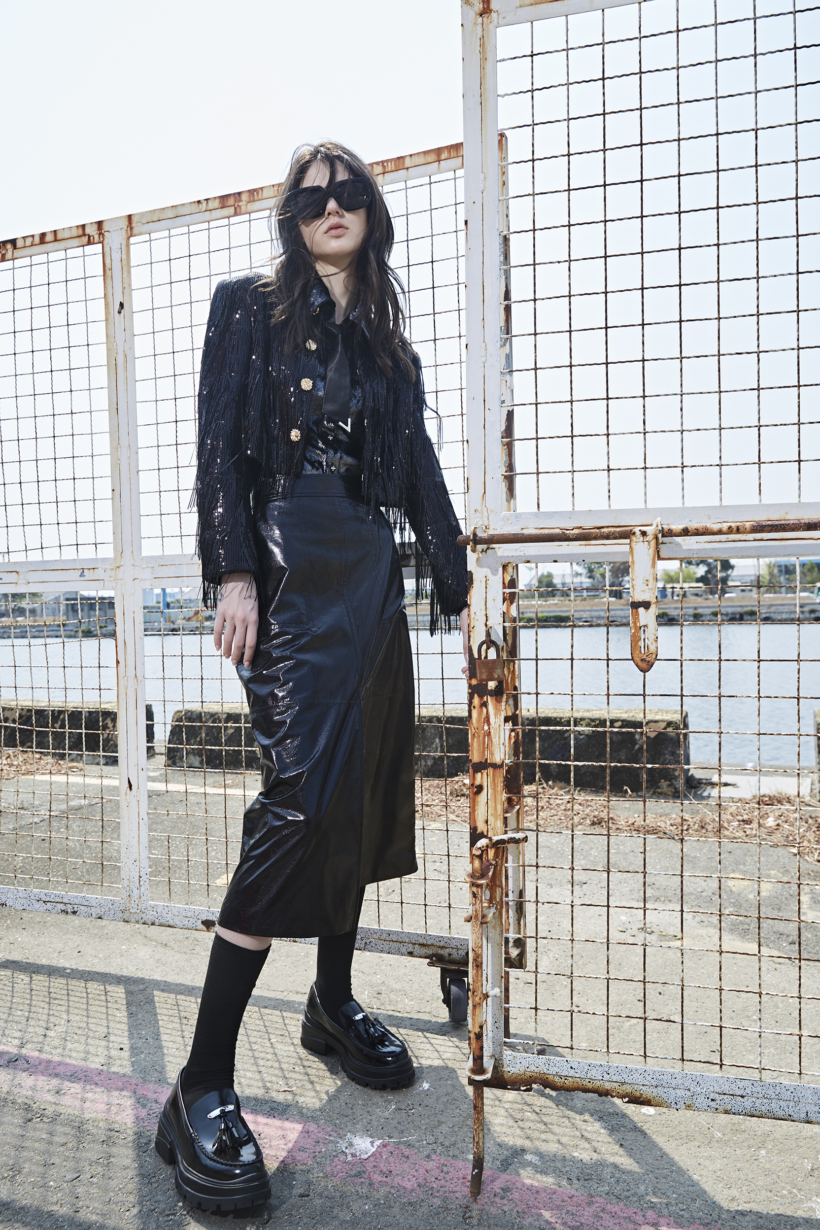 BD15065D1 流蘇亮片短版小香外套