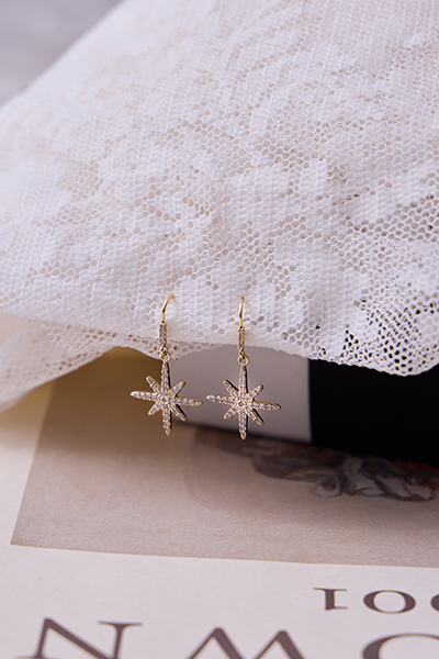 星采鑲鑽 。針式耳環