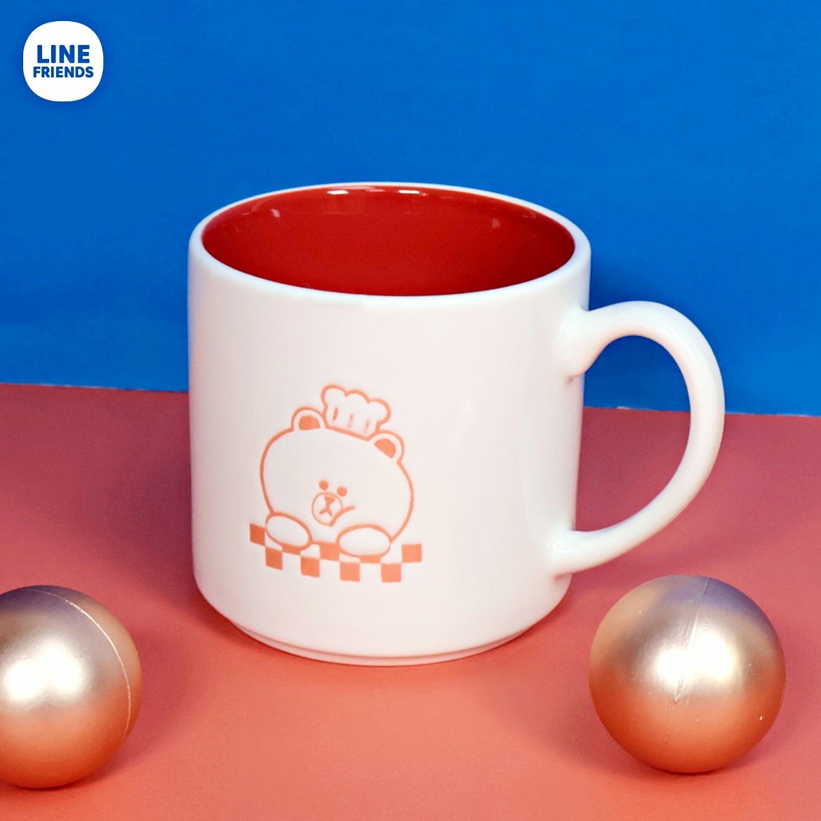 LINE FRIENDS - 陶瓷杯連毛絨公仔鑰匙扣套裝 - 熊大