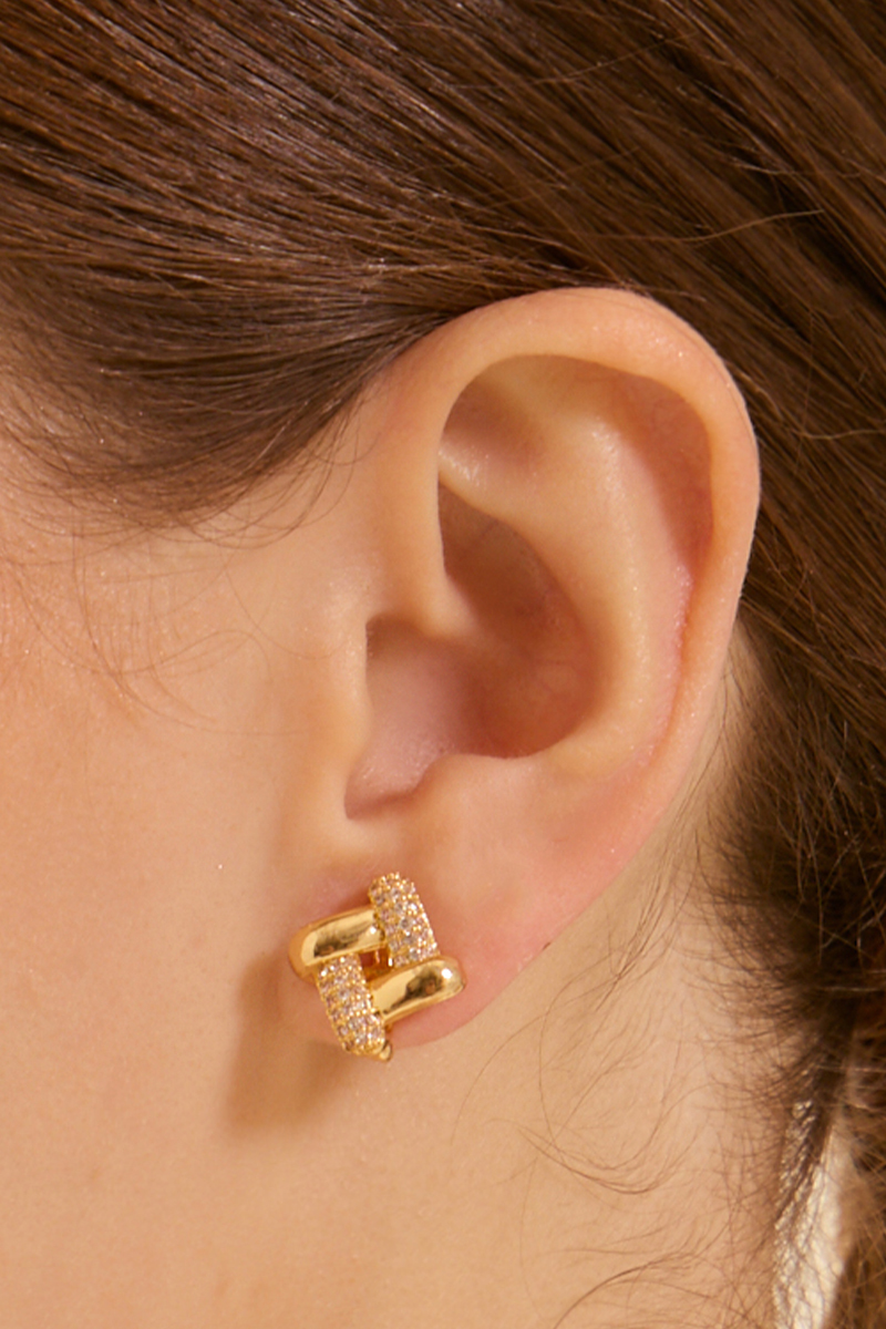 輕奢菱形。夾式耳環