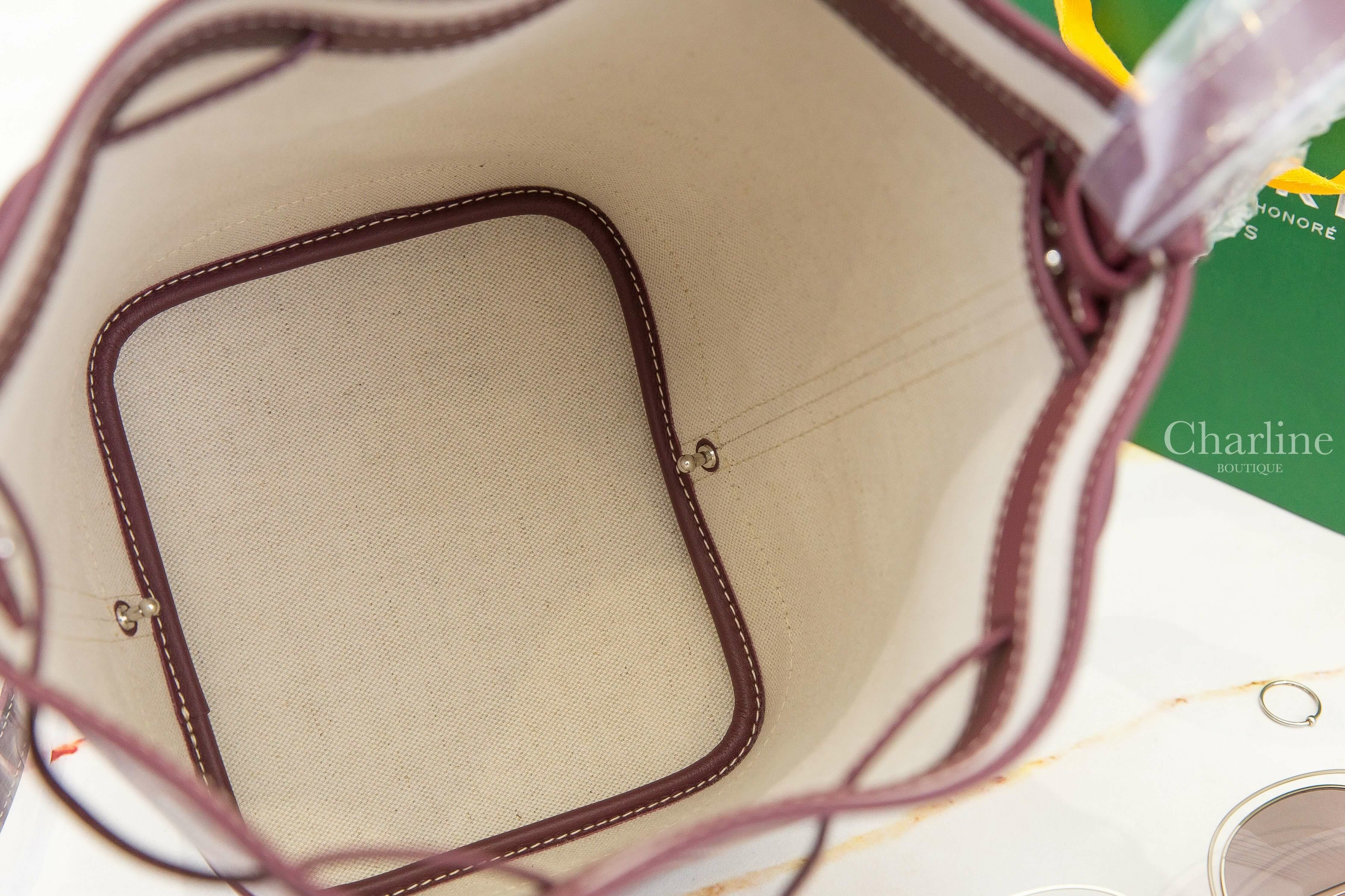 Goyard Petit Flot Bucket Bag 勃根地酒紅色帆布小牛皮同色肩帶水桶肩背包-Charline Boutique 精品代購