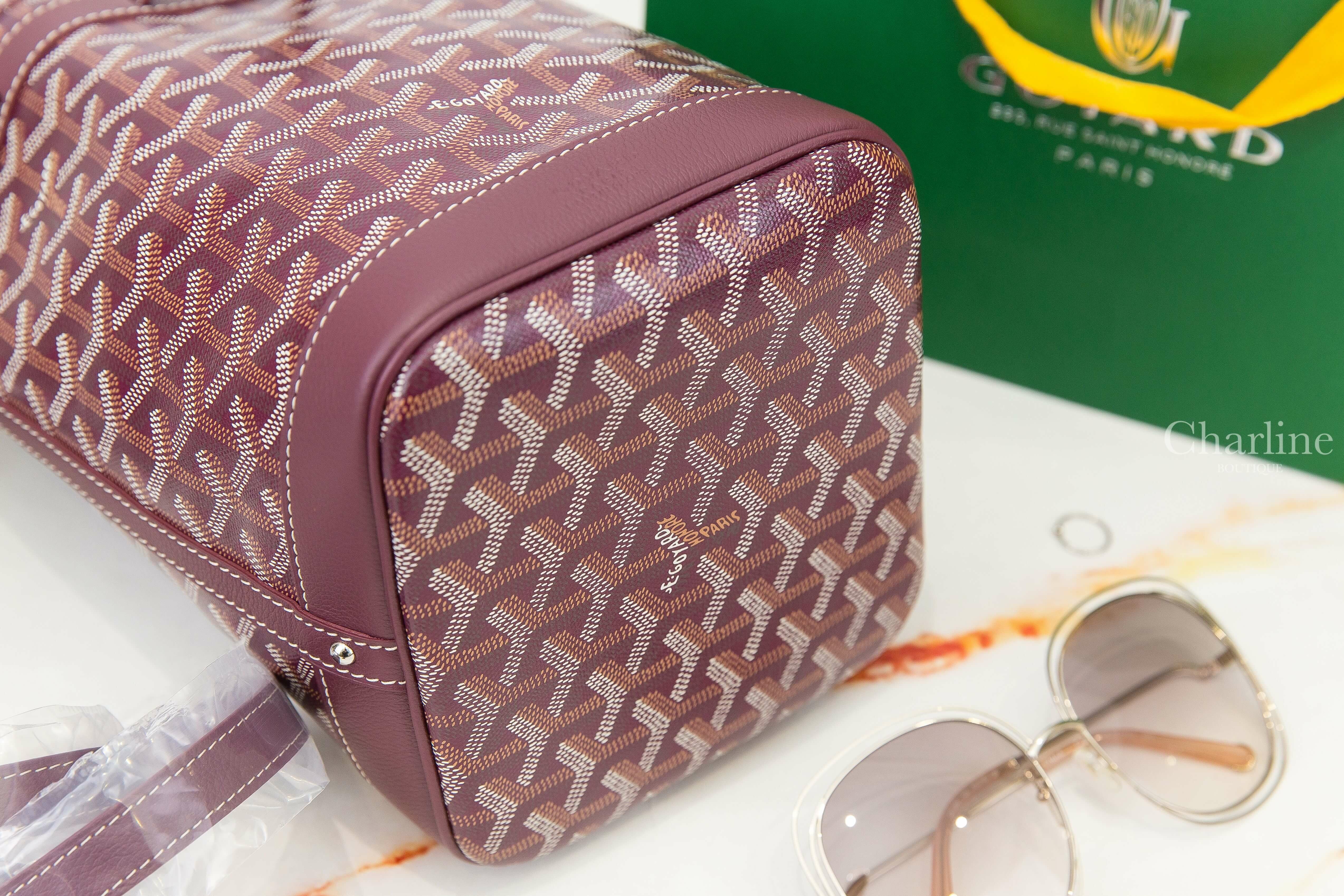 Goyard Petit Flot Bucket Bag 勃根地酒紅色帆布小牛皮同色肩帶水桶肩背包-Charline Boutique 精品代購