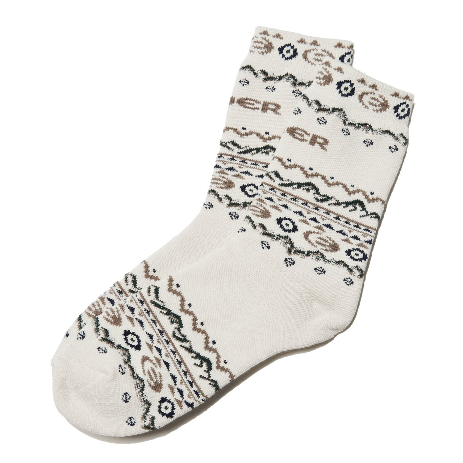 【EIDER】圖騰排汗透氣中筒襪/24EDUU24S01-[雪花灰、奶油白]