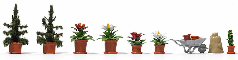 Busch 1235 HO規 聖誕花盆+配件組