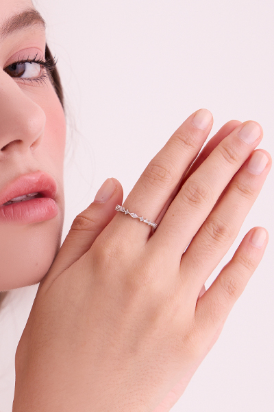 迷你鑲鑽可調式戒指(銀)