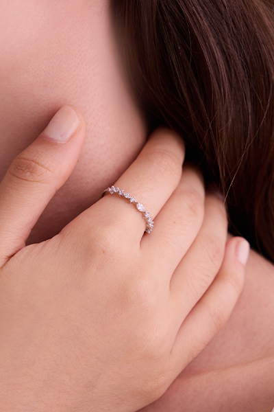 迷你鑲鑽可調式戒指(銀)